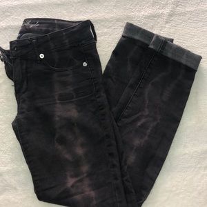 Black tie-dye AE stretch jeans